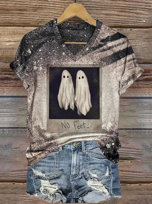 No Feet Halloween Horror Movie Bleached T Shirt