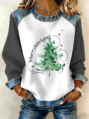 Women's Retro Christmas Tree Print Sweatshirt