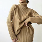 Loose Warm Turtleneck Sweater Two Piece Set