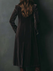 Embroidered Velvet Long Coat – Baroque Brown