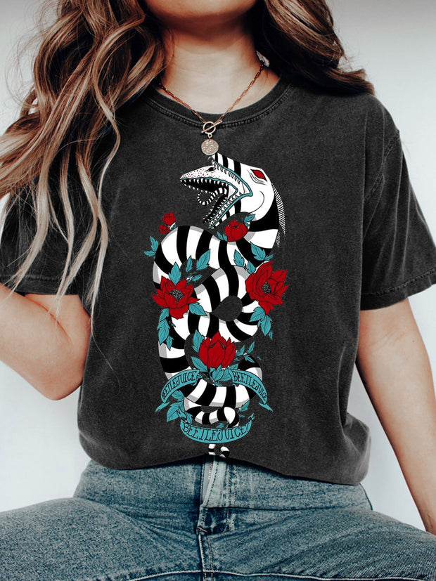 Halloween Horror Sandworm Vintage Print T-Shirt