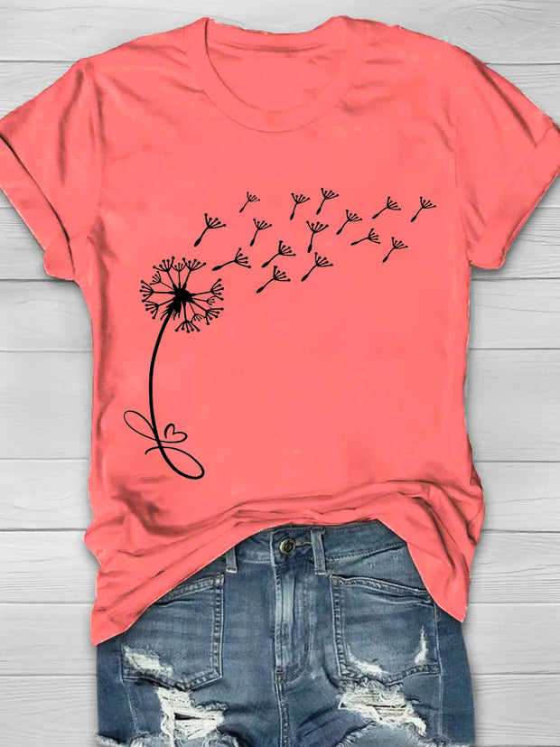 Dandelion Printed Crew Neck Women's T-shirt