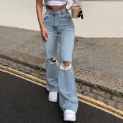 Autumn Fashion Women&#39;s Jeans Y2K High Street Waist Denim Ripped Trousers Baggy Jeans Young Loose Women&#39;s Classic Pants for Girls