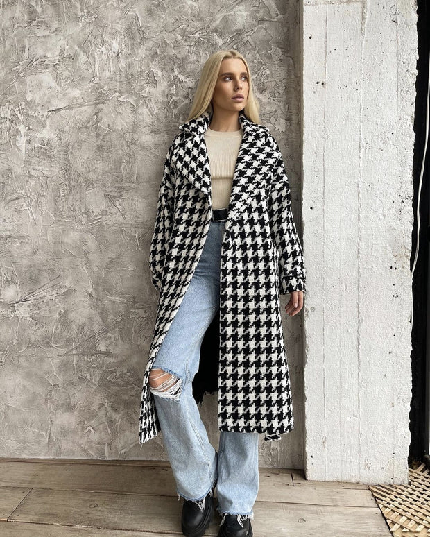 Autumn And Retro Winter Elegant Houndstooth Plaid Coat