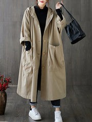 Original Solid Hooded Trench Coats