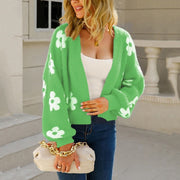 Floral Open Front Fuzzy Cardigan