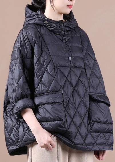 2024 Loose Fitting Winter Jacket Hooded Black Pockets Down Coat-(free Shipping+limited Stock)