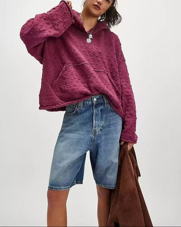 Knit Oversized Kangaroo Pocket Hoodie