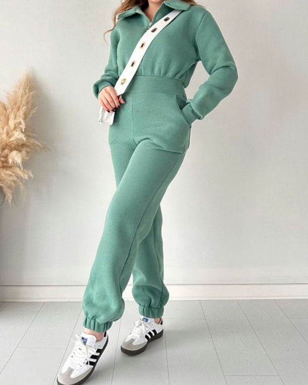 Chic casual zip-up jumpsuit