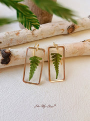 Green Leaf Earrings Dried Flower Earrings