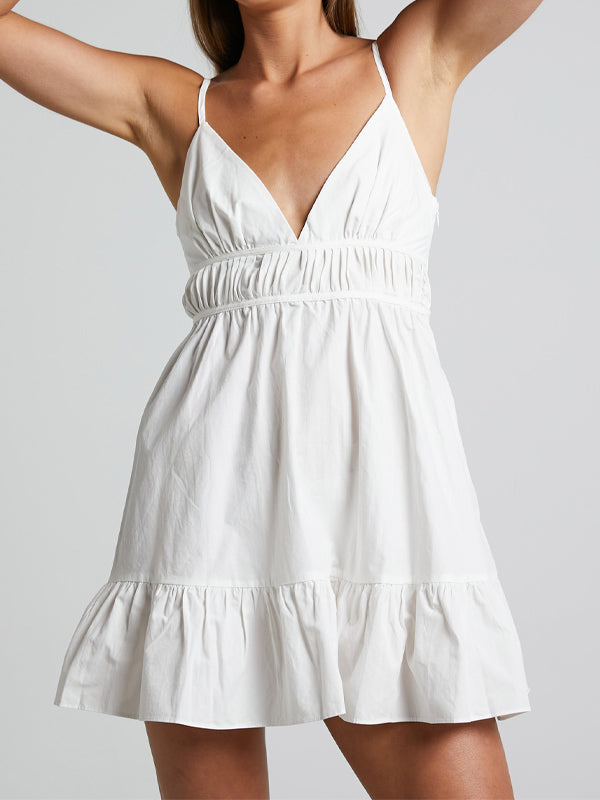 Ajustable straps v neck dress
