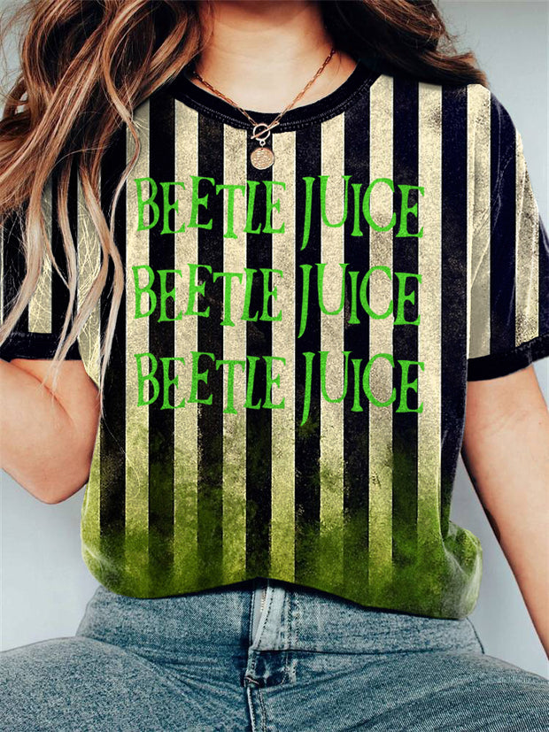 Halloween Horror Movie Striped Vintage T-Shirt