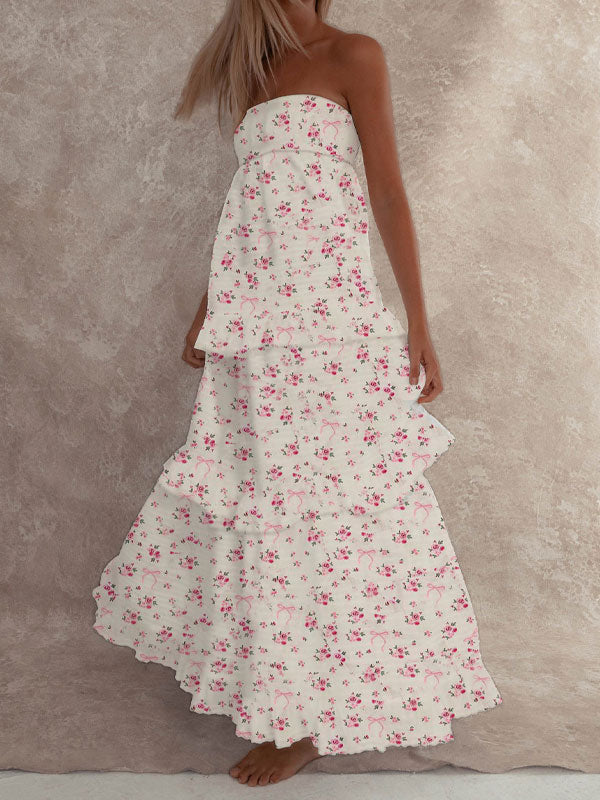 Floral frill maxi dress