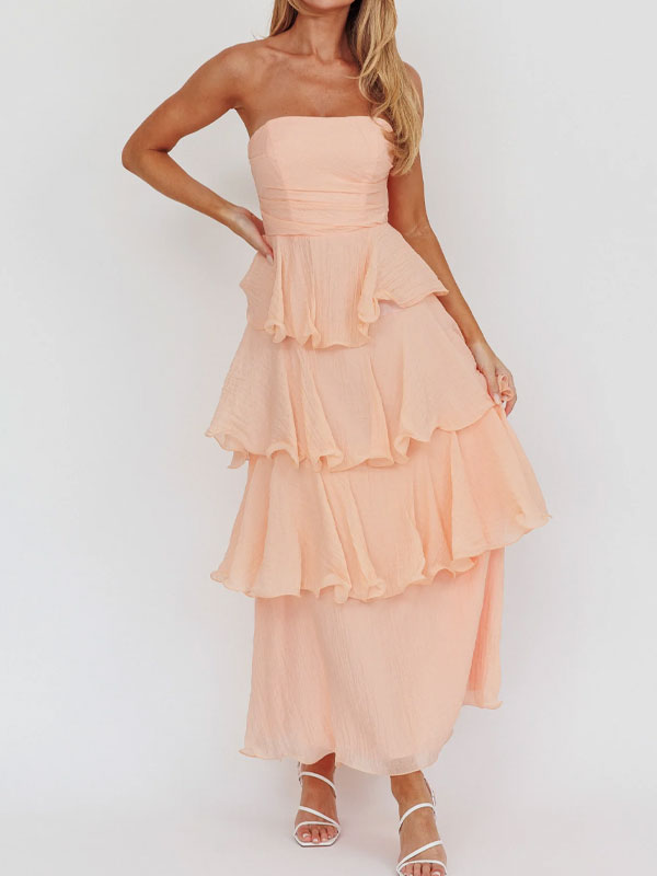Strapless tiered maxi dress