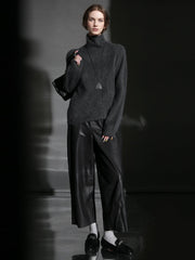 Luxury Cashmere Turtleneck Sweater – Seamless Design, Soft Brushed Knit, Solid Color Warm Pullover for Fall Winter