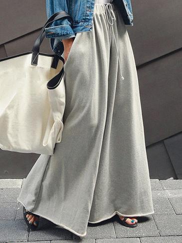 Loose Urban Gray Wide Leg Elastic Waist Pants