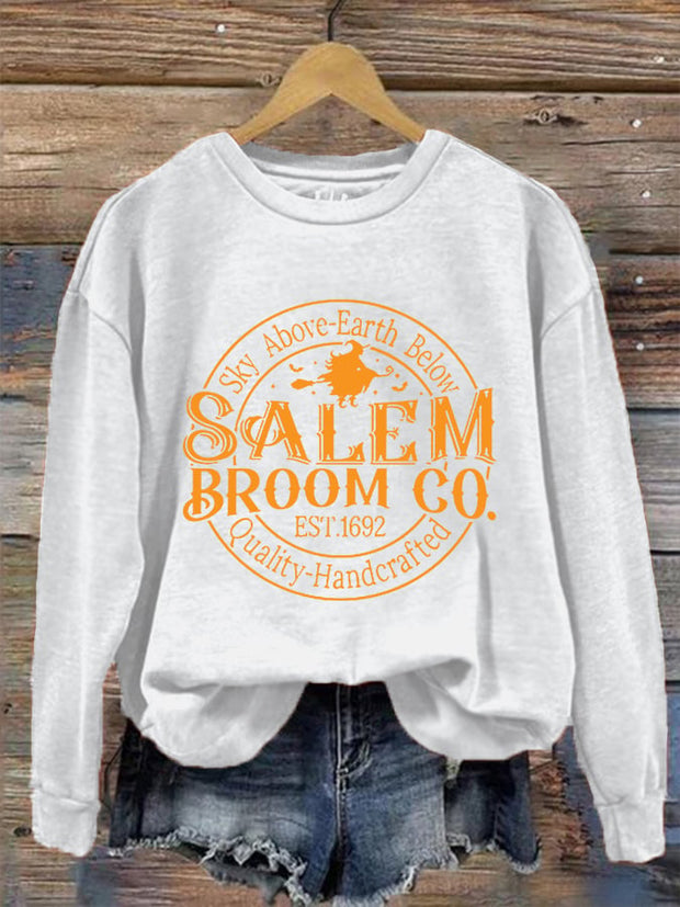 Women's Funny Halloween Salem Broom Co. Casual Sweatshirt