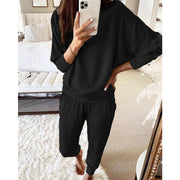 Casual Loose Solid Color Long-sleeves Knitted Set