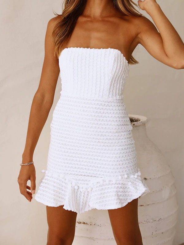 Sleeveless mini dress in white