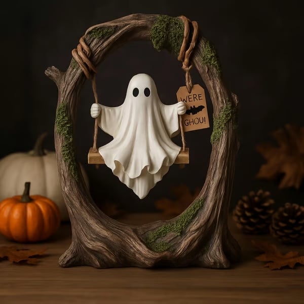 Halloween Swinging Ghost on Tree Swing🎃