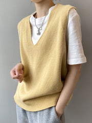 Simple 9 Colors V-Neck Loose Sleeveless Vest