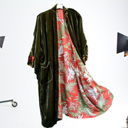 Fashion Casual Lined Printed Velvet Duster