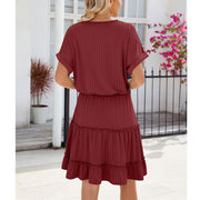 V Neck Solid Color Patchwork Summer Dresses