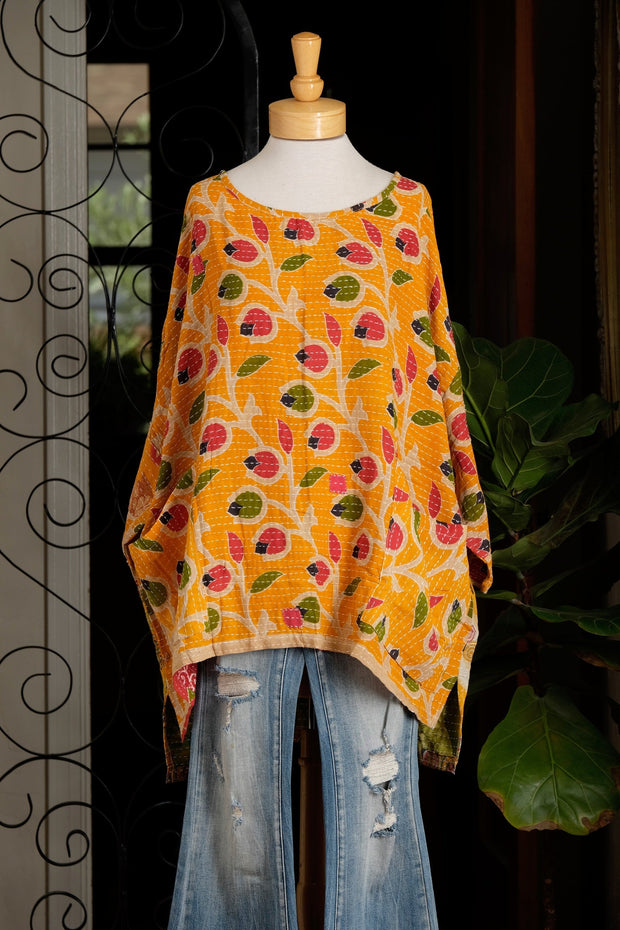 Kantha Pullover in Lady Bug Flower