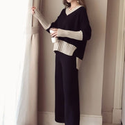 Elegant Casual Color Block Knit Two-piece Set