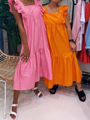 Frill sleeve maxi dress