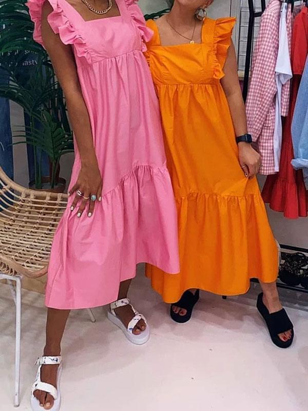 Frill sleeve maxi dress