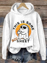 Women's Funny Halloween Ghost This Is Some BOO SHEET Casual Hoodie