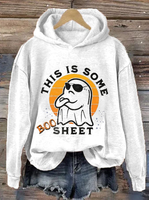 Women's Funny Halloween Ghost This Is Some BOO SHEET Casual Hoodie