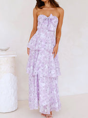 Strapless bow maxi dress