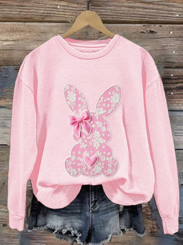 Easter Cute Bunny Printed Long Sleeve Casual Top