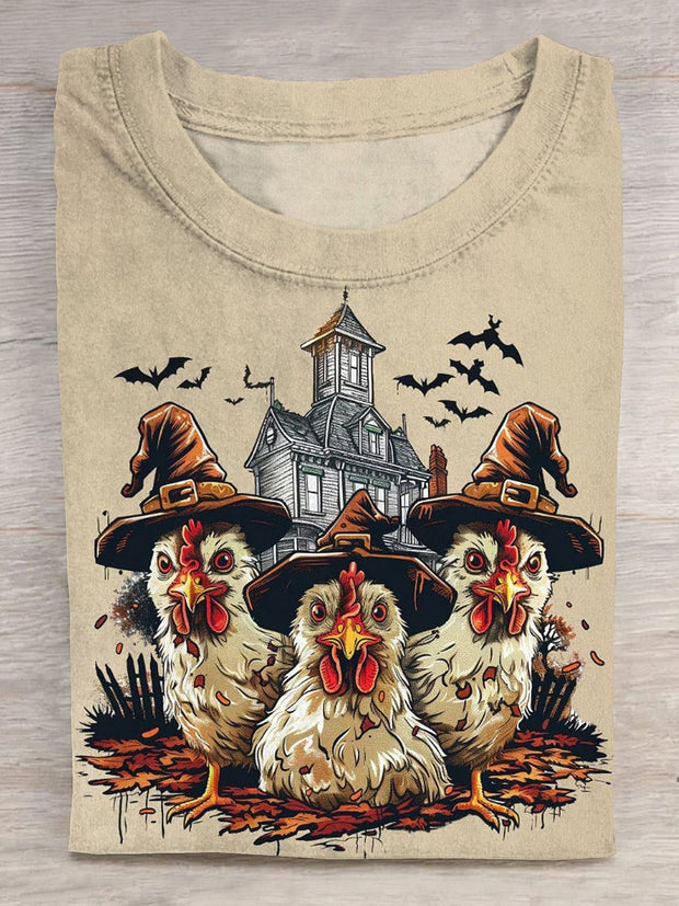 Halloween Chicken Witch  Art Print Casaul T-shirt