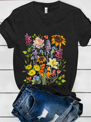 Wildflower Print Women's V-neck T-shirt