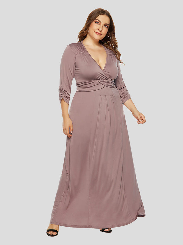 Plus Crisscross Ruched Maxi Dress