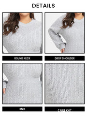 Solid Cable Knit Midi Sweater Dress