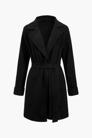 Solid Asymmetrical Tie-Up Coat