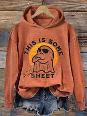 Women's Funny Halloween Ghost This Is Some BOO SHEET Casual Hoodie