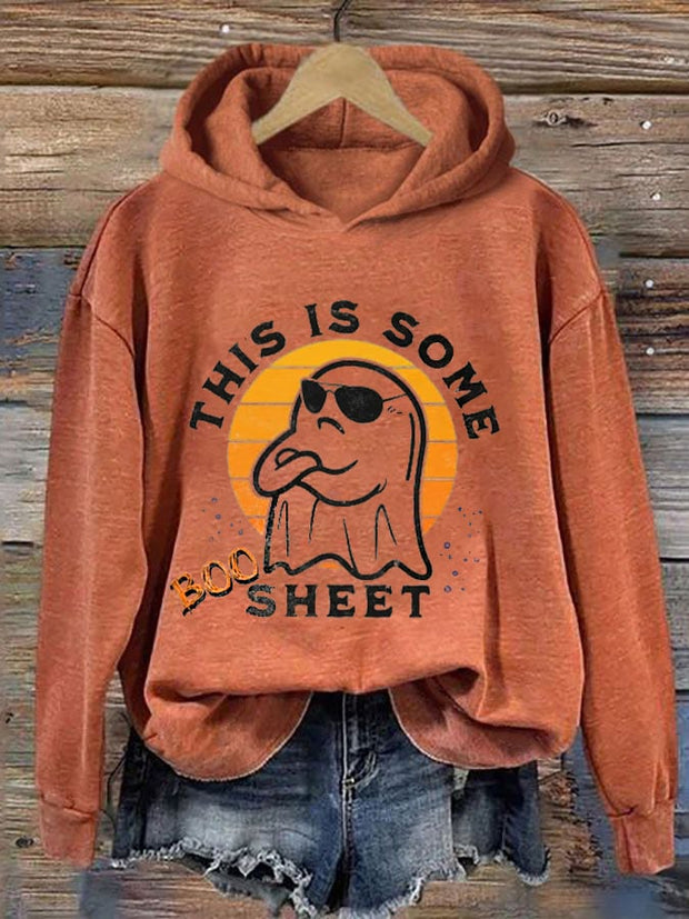 Women's Funny Halloween Ghost This Is Some BOO SHEET Casual Hoodie