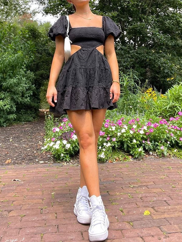Black embroidered dress