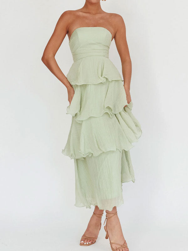 Strapless tiered maxi dress