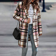 Wearshes Checked Long Sleeve Casual Coat