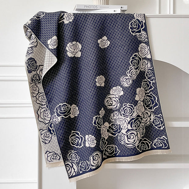Camellia Cashmere Scarf Warm Neck Shawl Air Conditioning