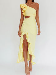 One shoulder split maxi dress