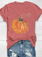 Oil Painting Pumpkin Printed Women's T-shirt