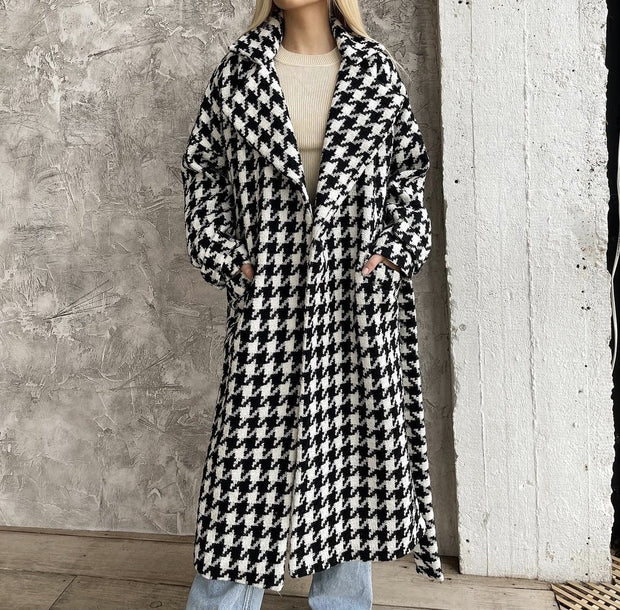 Autumn And Retro Winter Elegant Houndstooth Plaid Coat