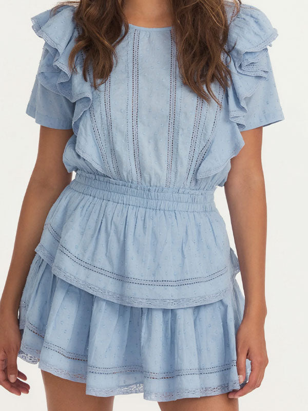 Round neck ruffle dress